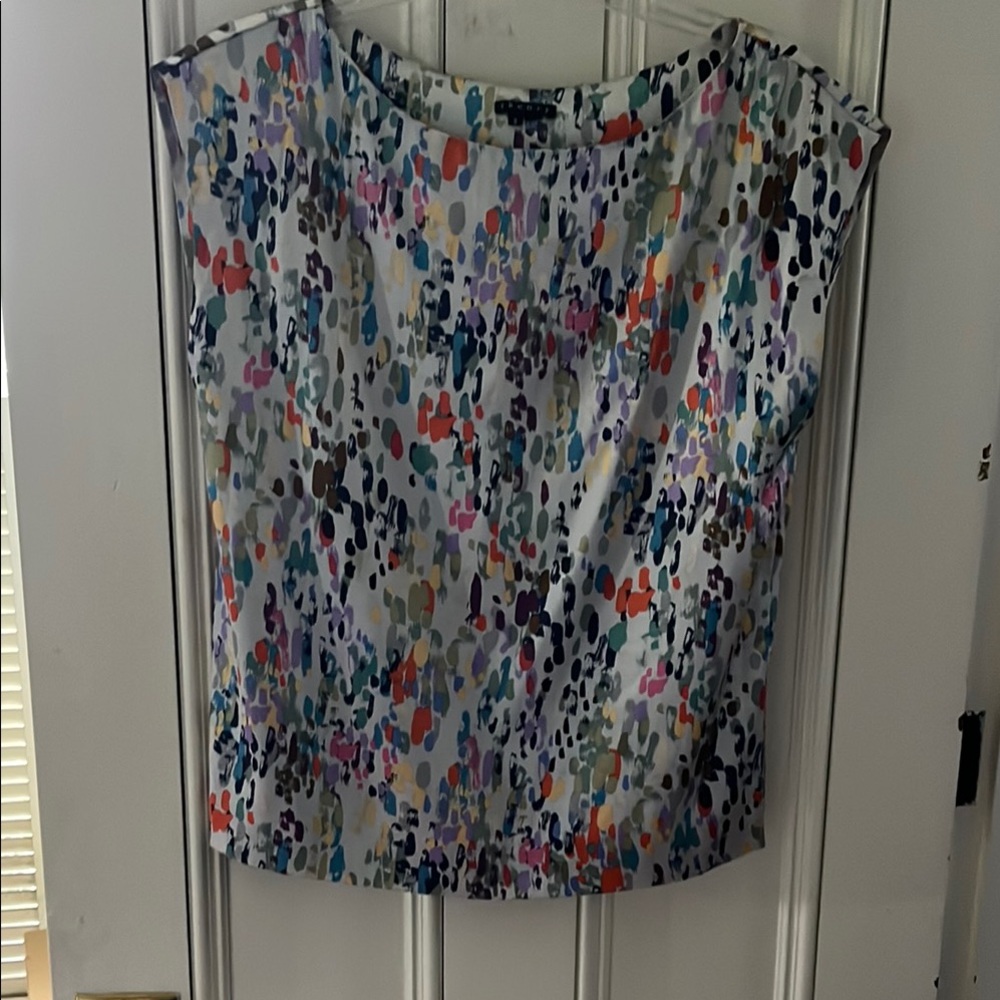 Theory Colorful Abstract Print Blouse